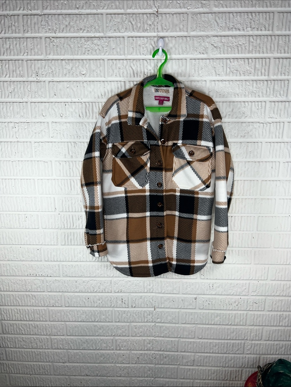 Who’s That Girl? Plaid Button-Up Shirt Jacket - Brown & Black